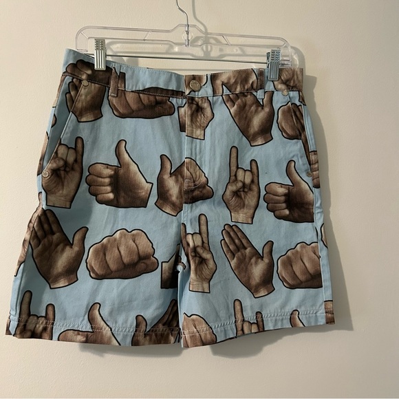 House of Holland Blue and Brown Graphic Men Shorts